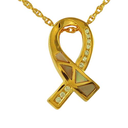 Breast Cancer Ribbon Cremation Pendant II